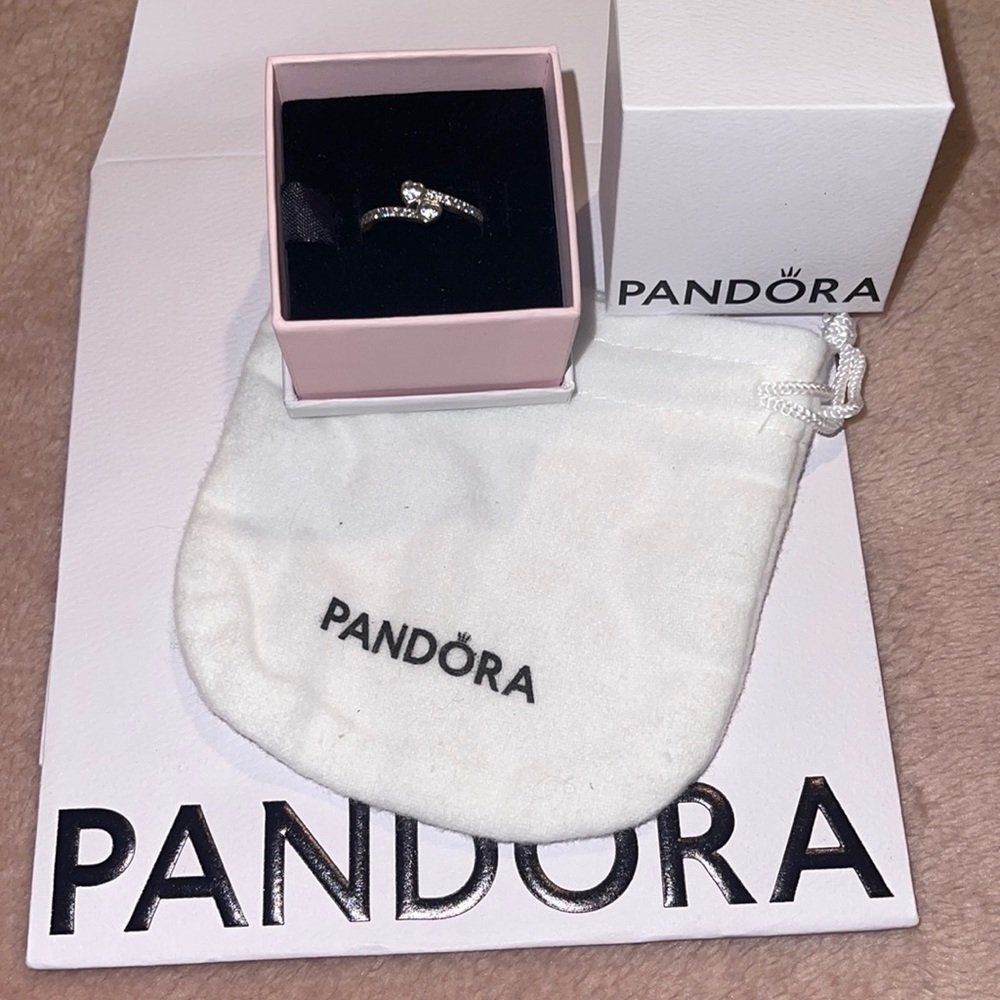 Authentic Pandora Ring. Two Intertwining Hearts - image 1